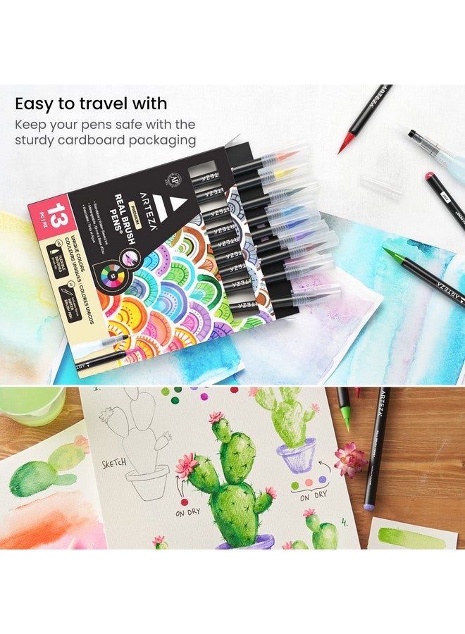آرتيزا أقلام ألوان مائية ARTEZA Real Brush، 12 قلمًا، أقلام رسم برؤوس فرشاة مرنة، أقلام ألوان مائية للفنانين والمبتدئين - Image 3