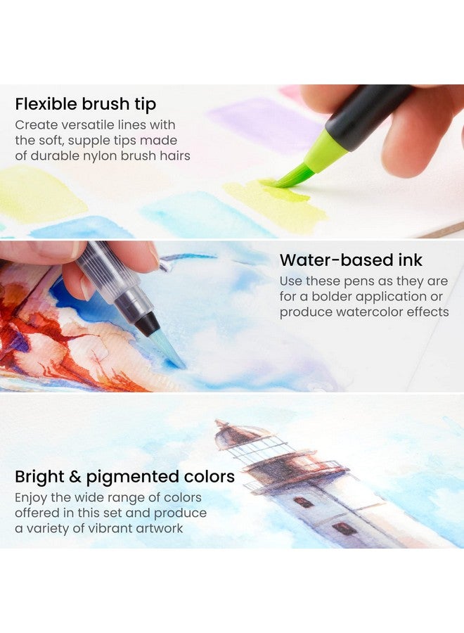 آرتيزا أقلام ألوان مائية ARTEZA Real Brush، 12 قلمًا، أقلام رسم برؤوس فرشاة مرنة، أقلام ألوان مائية للفنانين والمبتدئين - Image 5