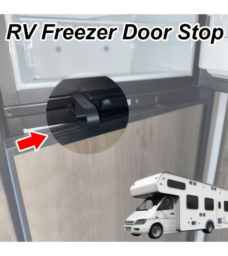 Black RV Refrigerator Door Stopper Storage Support Essentials - Image 1