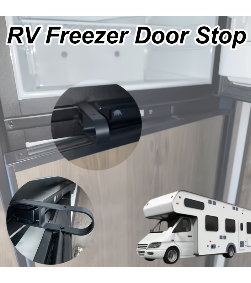 Black RV Refrigerator Door Stopper Storage Support Essentials - Image 5