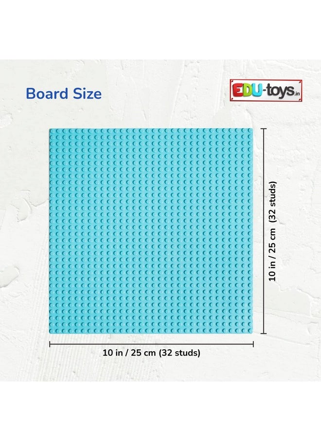 Edu Toys - Edu Toys Base Plastic Plate Board 32 x 32 Pegs/Dots for Classic Building Blocks Bricks Compatible with All Brands - Light Blue - Image 1