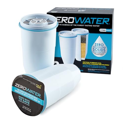 ZeroWater Official Replacement Filter - 5-Stage 0 TDS Filter Replacement - System IAPMO Certified to Reduce Lead, Chromium, and PFOA/PFOS, 2-Pack, White - Image 1