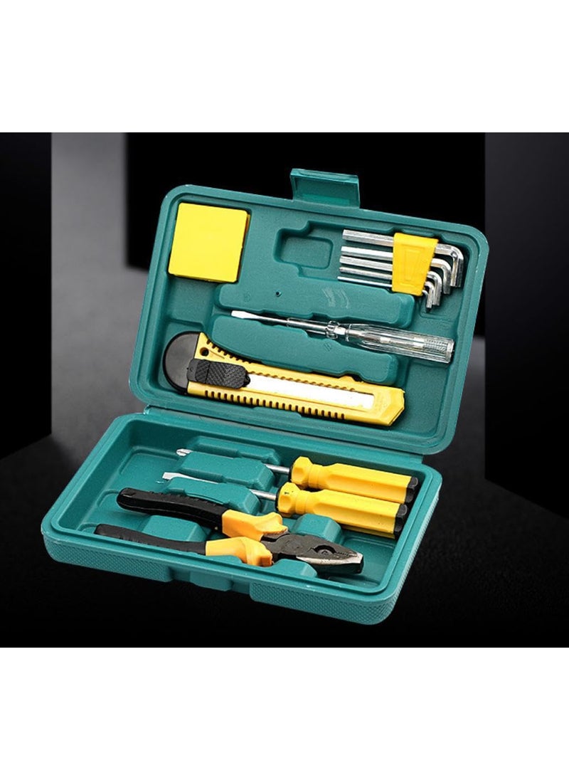 DCELLA - DCELLA Hand Tool Kit Tool for Home Use Includes Plier Cutter Measuring Tape 2 Screw Driver Electrical Tester with 5 Allen Keys Tool Set Storage Box - Image 1