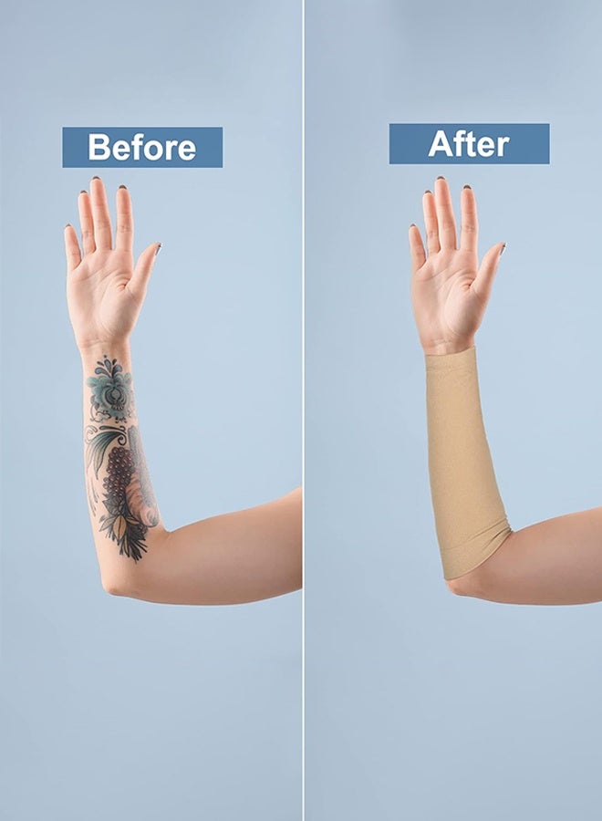 Polish'D 2 Pair Skin Forearm Tattoo Cover Up Band Scar Concealer Compression Sleeve Band, Elastic Compression Arm Sleeves, Arms Shaper Sleeve - Image 3