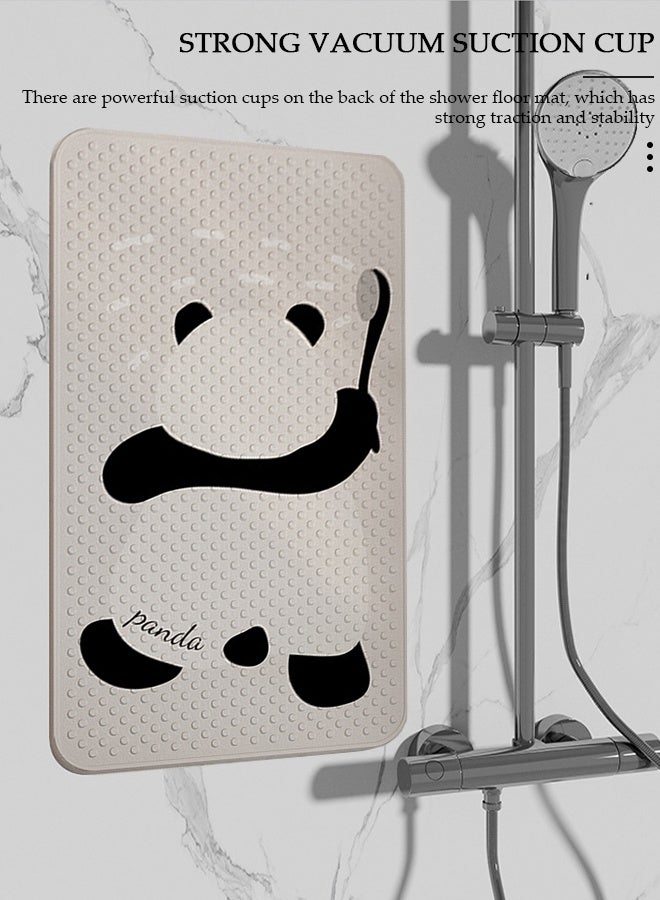 DUNISO حصيرة حمام غير قابلة للانزلاق بنقشة باندا، حصيرة استحمام مقاومة للماء، حصيرة تدليك للقدم مع فتحات تصريف وكؤوس شفط 40*70 سم، حصيرة استحمام للبانيو، المرحاض وأرضيات الحمام - رمادي - Image 5