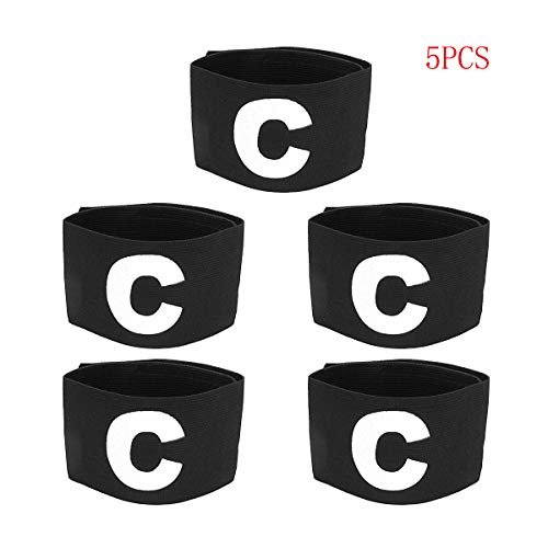 COMOK Football Soccer Elastic Captain Armband Basketball Adjustable Player Bands for Kids and Youth, 5 Pack (Black) - Image 3