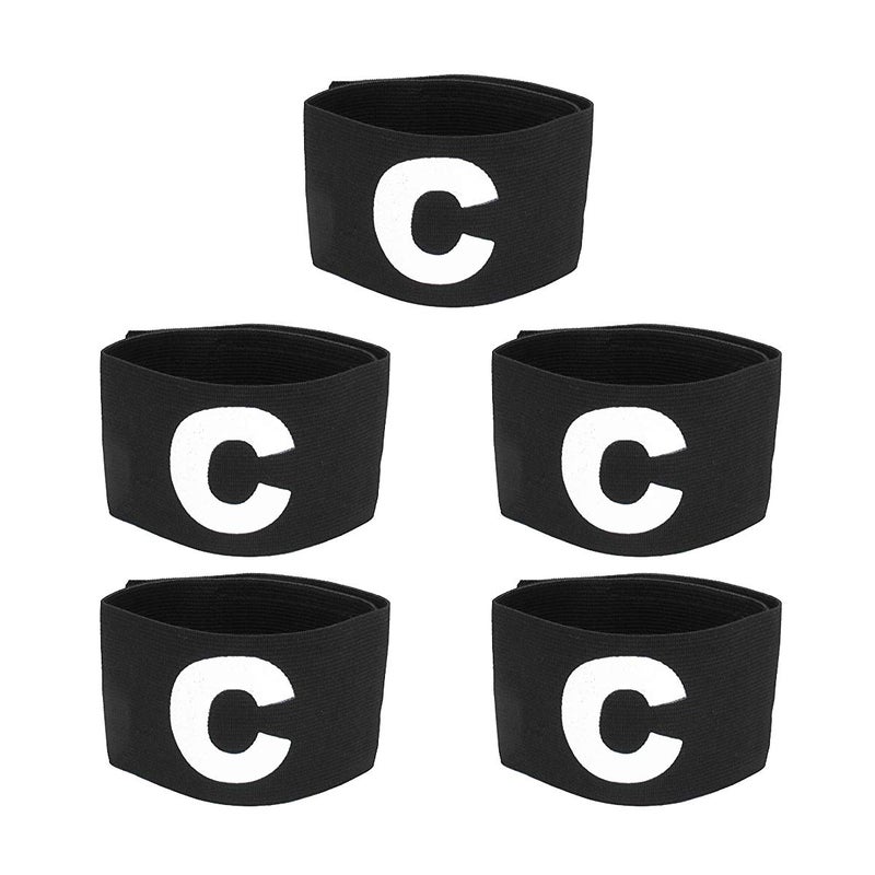COMOK Football Soccer Elastic Captain Armband Basketball Adjustable Player Bands for Kids and Youth, 5 Pack (Black) - Image 5