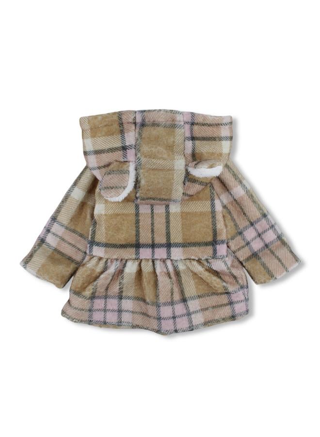 Pompelo Baby Girls Fur Hooded Jacket - Beige with Soft Fur Interior - Image 2