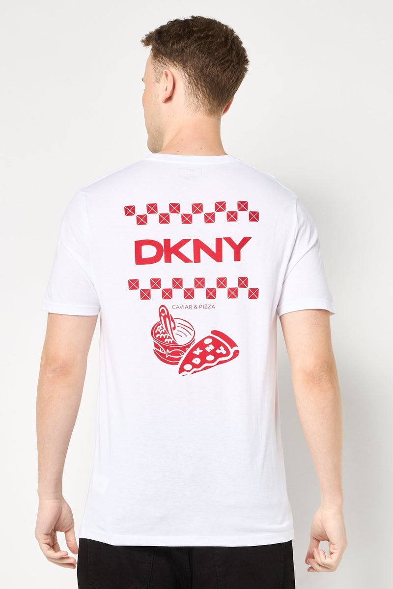 DKNY Men Crew Neck Short Sleeve Graphic Print T-Shirt, White - Image 4