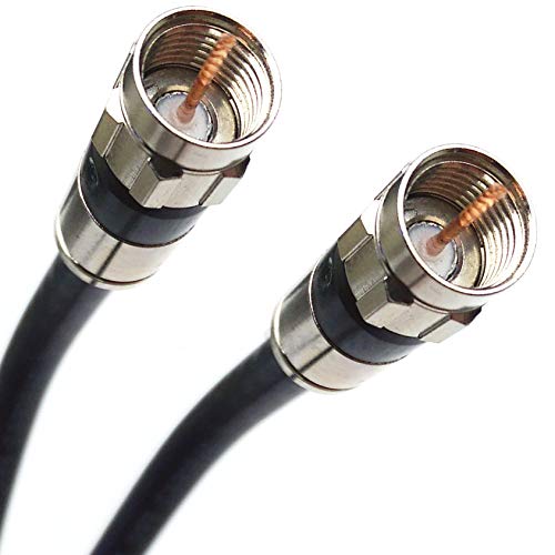 PHAT SATELLITE 200ft Black Triple Shield Indoor Outdoor RG-6 Coaxial Cable Nickel-Brass Connector 75 Ohm (Satellite TV, Broadband Internet, Ham Radio, OTA HD Antenna Coax) Assembled in USA - Image 1