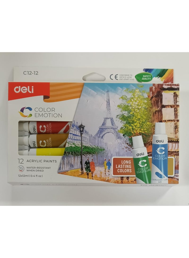 ديلي ألوان أكريليك معبرة من ديلي C12-12، عبوة من 12 لونًا × 12 مل - Image 2