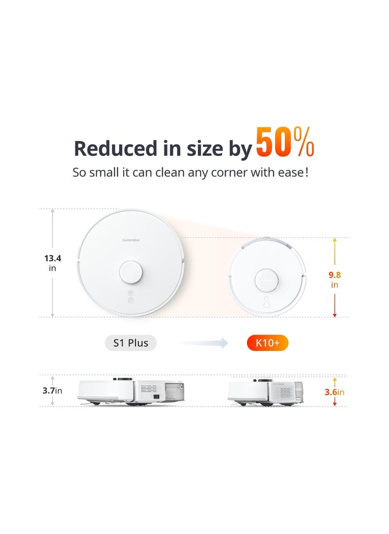 SwitchBot - Mini Robot Vacuum K10+ with Self-Empty Base for 70-Day of Cleaning, LiDAR Navigation, Smart Mapping, 2500Pa Suction, 48dB Ultra Quiet, 150Mins Max, Compatible with voice control, 2.4G WiFi Connected - Image 1