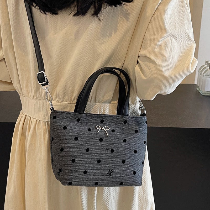 Fashionable Underarm Small Bag Women'S Summer Arrival Fashionable Korean Style Polar Dot Printed Niche Portable Shoulder Canvas Bag - Image 4