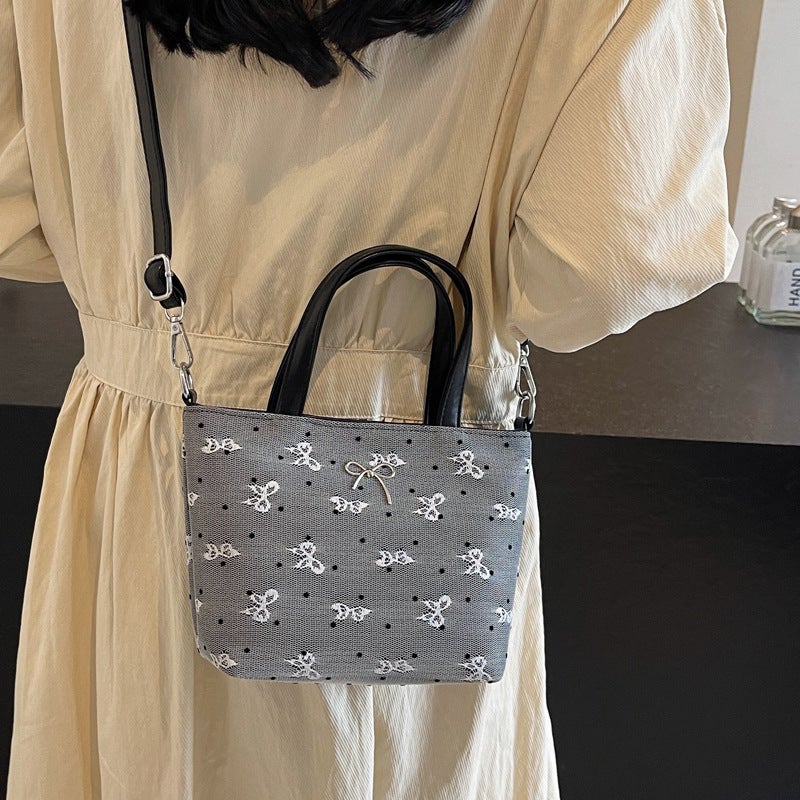 Fashionable Underarm Small Bag Women'S Summer Arrival Fashionable Korean Style Polar Dot Printed Niche Portable Shoulder Canvas Bag - Image 5