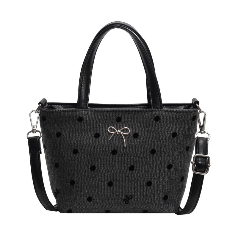 Fashionable Underarm Small Bag Women'S Summer Arrival Fashionable Korean Style Polar Dot Printed Niche Portable Shoulder Canvas Bag - Image 1