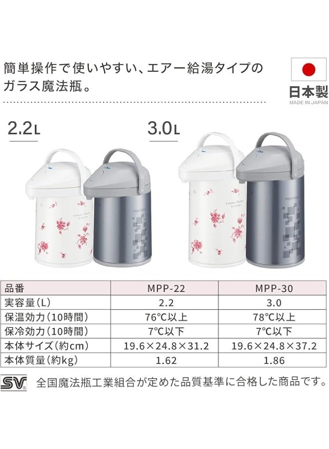 Peacock 3L Stainless Steel Air Pot – Double Wall Vacuum Insulated Pump Flask for Hot & Cold Beverages, Leak-Proof & Durable Thermal Dispenser (Grey/Silver) - Image 2