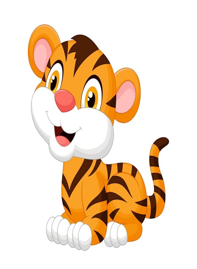 Decals Creation Baby Lion,Tiger Cartoon 3D Wall Sticker for Kids Room, Living Room, (Size -47Cm X 46Cm) - Image 1