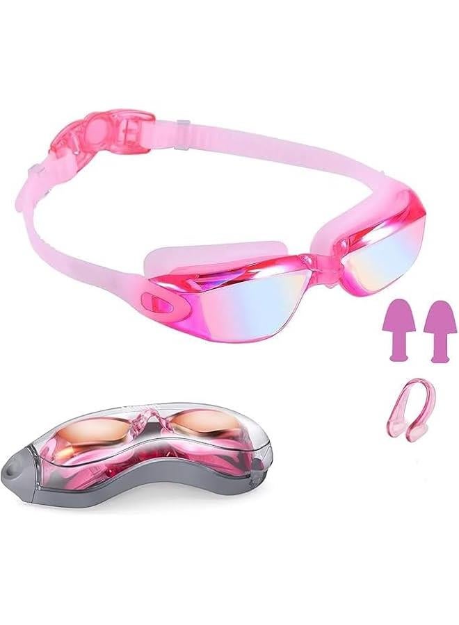 هوكور نظارات سباحة من تراسل، نظارات سباحة مضادة للضباب ولا تسرب للحماية من الاشعة فوق البنفسجية، نظارات امان للبالغين والنساء والرجال والمراهقين - Image 1