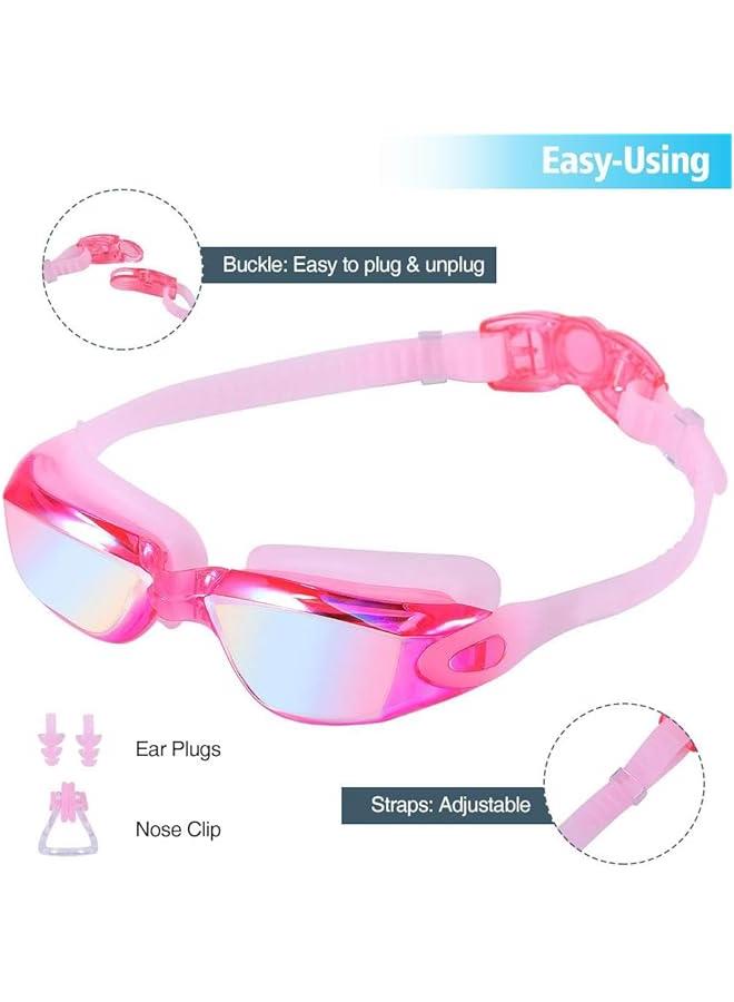 هوكور نظارات سباحة من تراسل، نظارات سباحة مضادة للضباب ولا تسرب للحماية من الاشعة فوق البنفسجية، نظارات امان للبالغين والنساء والرجال والمراهقين - Image 3