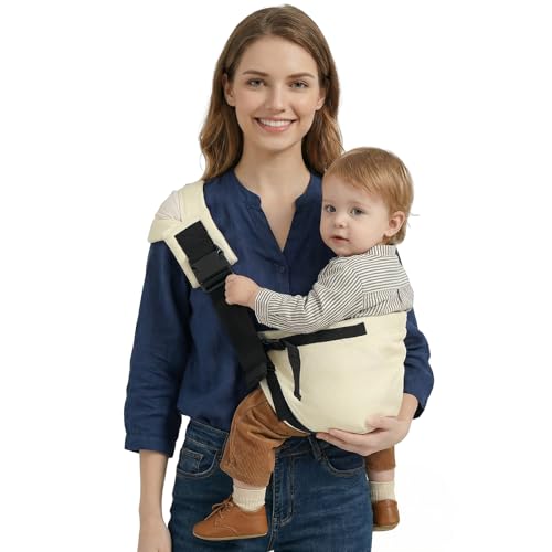 Shiaon Baby Sling Carrier Newborn to Toddler, Adjustable Toddler Carrier Sling Baby Carrier Toddlers Sling Carriers Hip Carriers for 7-40lbs, Beige - Image 1