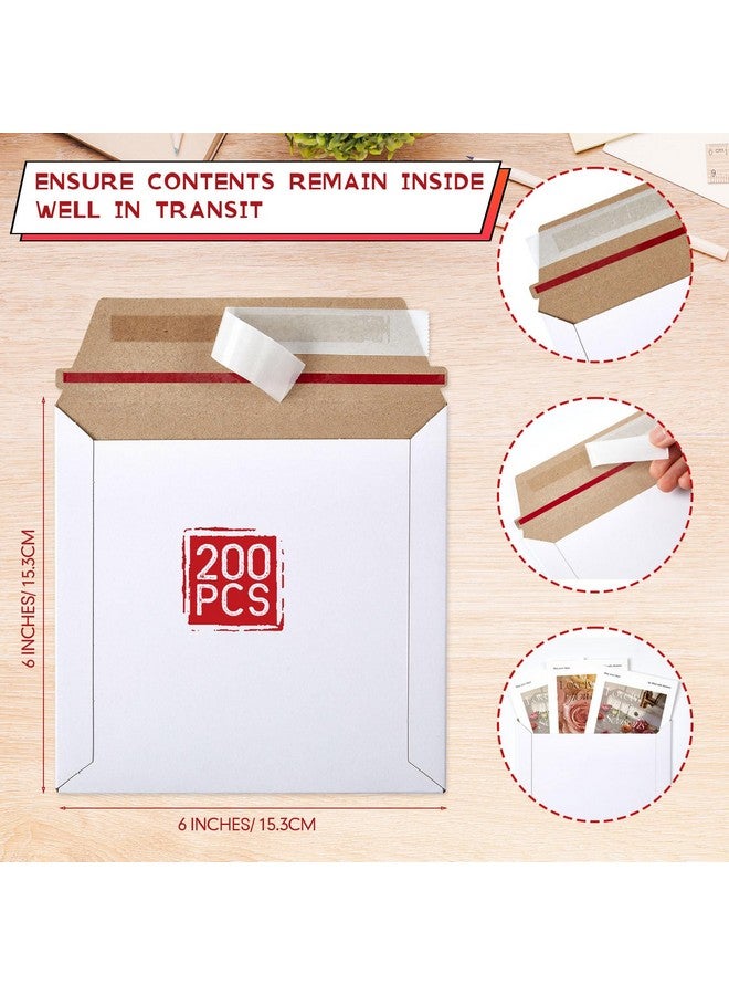Fainne 200 Pcs 6 X 6'' Rigid Mailers 400 Gsm Keep Flat Cardboard Mailers Shipping Cardboard Envelopes Disc Dvd Cd Envelopes With Self Adhesive Flap And Tear Off Strip For Mailing Photo (White) - Image 2