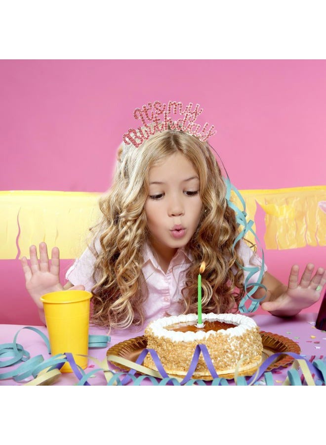 AOPRIE It's My Birthday Sash Headbands for Women Birthday Tiara & Crowns for Girls Rhinestone Happy Birthday Accessories Favor Supllies Silver Pink, 2 Pack - Image 5