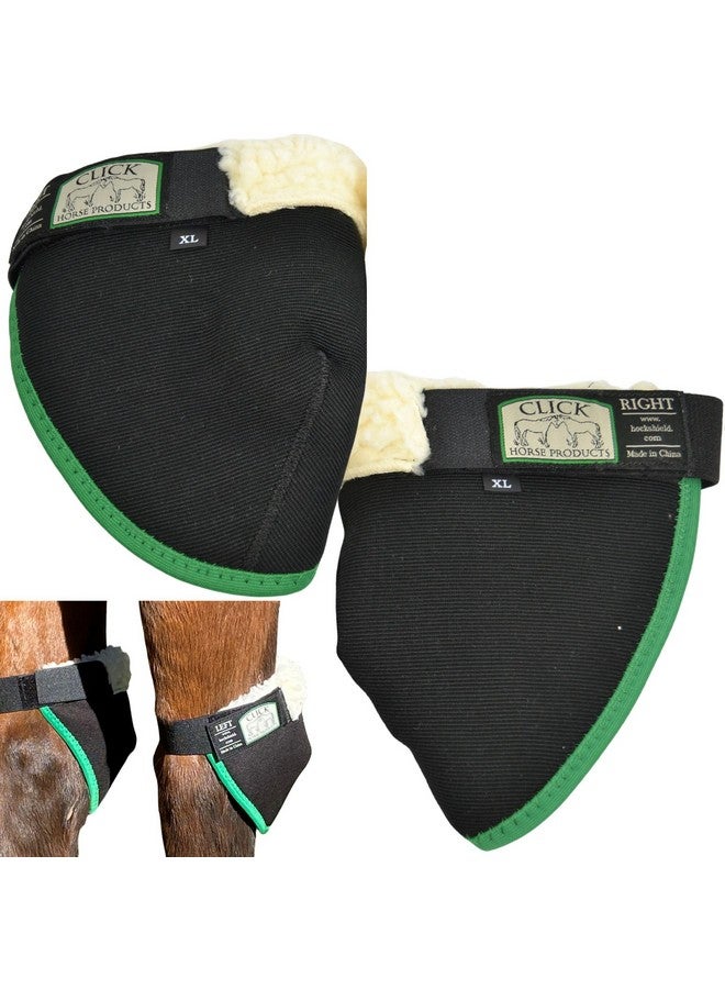 إنتريبيد إنترناشونال واقي عظمة ركبة الحصان، أحذية للعناية بالخيول، واقي عظمة للخيول مع بطانة من الصوف، يمنع تقرحات الركبة وقرح الفراش، واقيات عظمة مقاومة للتمزق للخيول، أسود مع حواف خضراء، مقاس الحصان من 13 إلى 15.9 بوصة - Image 1