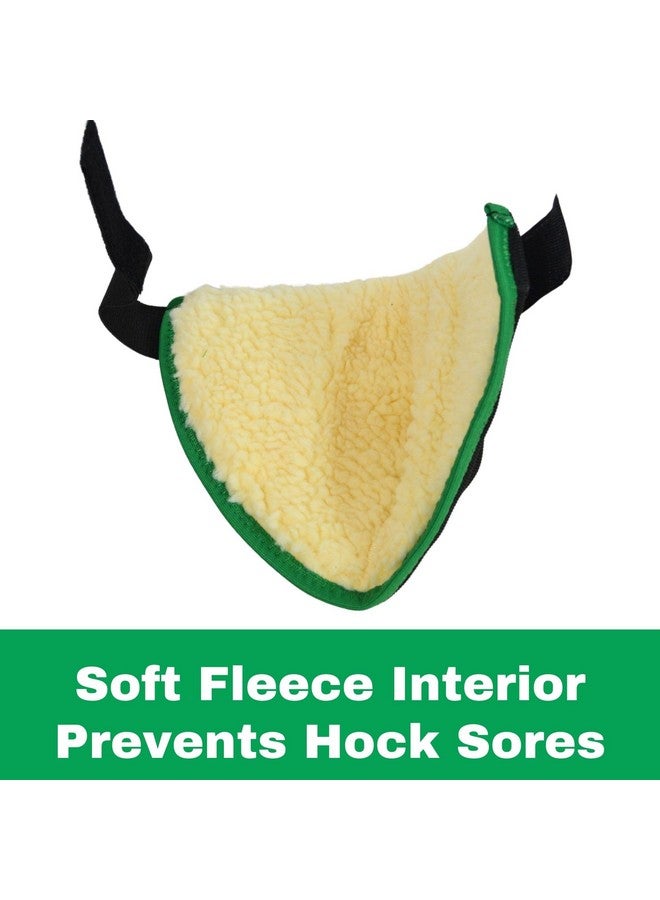 إنتريبيد إنترناشونال واقي عظمة ركبة الحصان، أحذية للعناية بالخيول، واقي عظمة للخيول مع بطانة من الصوف، يمنع تقرحات الركبة وقرح الفراش، واقيات عظمة مقاومة للتمزق للخيول، أسود مع حواف خضراء، مقاس الحصان من 13 إلى 15.9 بوصة - Image 4