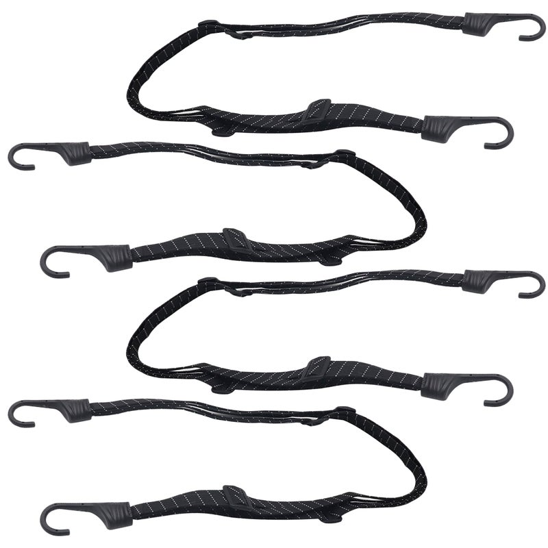 4pcs Heavy-duty Nylon Cord Bike Luggage Strap Cargo Adjustable Strap With Hook - Image 1