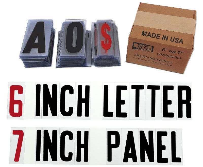 Changeable Sign Letters 6 on 7inch Flexible Panel Condensed Font Made in USA Compatible with Flexible Letter Track or Texas Track