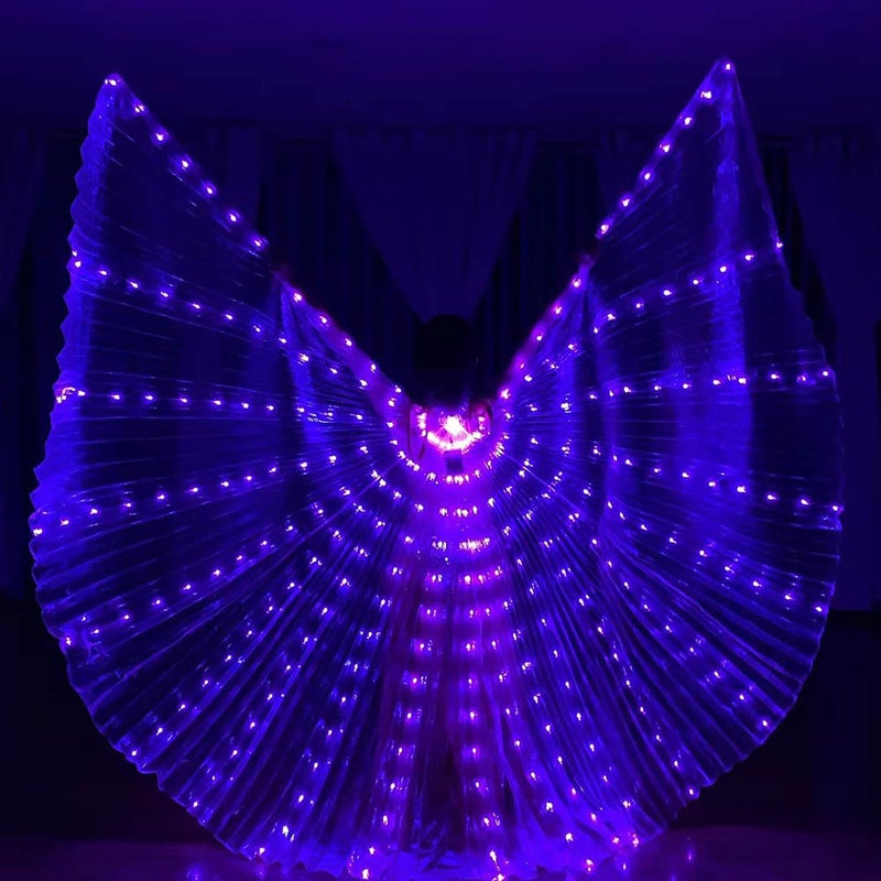 Luminous Butterfly Wings Cloak Belly Dance Performance Props Halloween Christmas Party Costumes Polyester Fiber Macaron Color adult purple  - Image 1