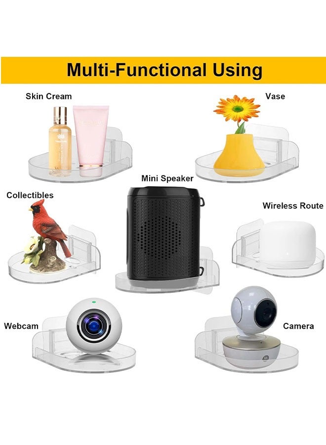 3 Pcs Acrylic Small Wall Shelf,Surveillance Bracket with Adhesive,Easy to Install No Drill，Mini Floating Wall Shelves for Security Cameras, Baby Monitors, Speakers(2 transparent, 1 white)3 Pcs Acrylic Small Wall Shelf,Surveillance Bracket with Adhesive,Easy to Install No Drill，Mini Floating Wall Shelves for Security Cameras, Baby Monitors, Speakers(2 transparent, 1 white) - Image 2