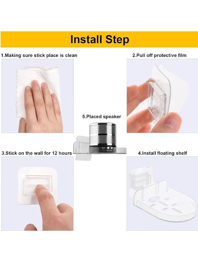 3 Pcs Acrylic Small Wall Shelf,Surveillance Bracket with Adhesive,Easy to Install No Drill，Mini Floating Wall Shelves for Security Cameras, Baby Monitors, Speakers(2 transparent, 1 white)3 Pcs Acrylic Small Wall Shelf,Surveillance Bracket with Adhesive,Easy to Install No Drill，Mini Floating Wall Shelves for Security Cameras, Baby Monitors, Speakers(2 transparent, 1 white) - Image 3