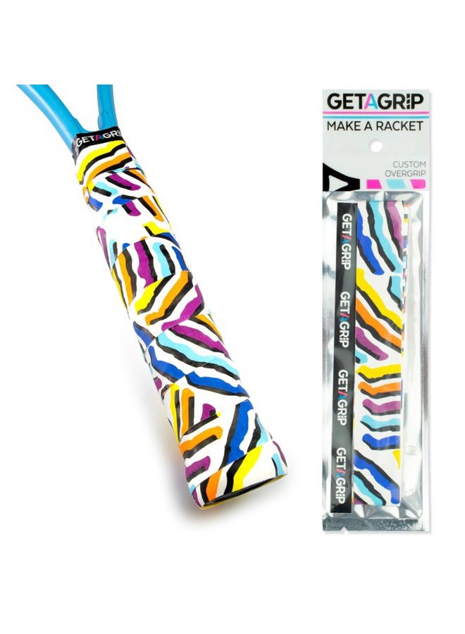 GET A GRIP Tennis Overgrips – Anti-Slip Grip Tape for Rackets, Sweat Absorbent & Quick-Drying – Overgrip Wrap for Tennis, Padel, Pickleball & Squash (Serve & Vibe, 3) - Image 1