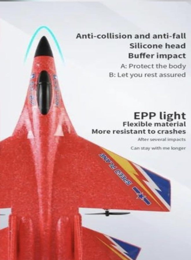 ZODAN Remote Control Plane Aircraft 2.4G Glider Easy to Fly Remote Control Fighter EPP Foam RC Aircraft with Automatic Balance Gyroscope for Adult Kids (Red) - Image 4