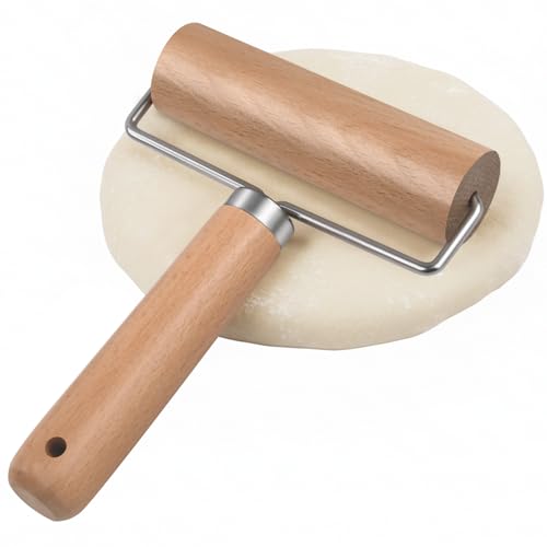 LorisArm Small Rolling Pin with Handle, Wooden Dough Pastry Roller, Non-Stick Pizza Rollers, mini Dough Wood Roller for Home Kitchen Baking Cooking - Image 1