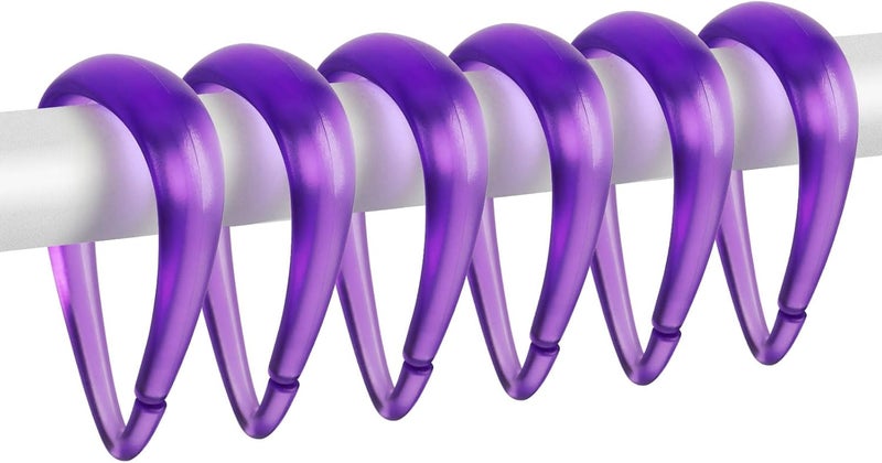 Topspring Purple Plastic Shower Curtain Hooks Rings - 12 Pcs Drop Shaped Shower Hooks for Curtain Bathroom Shower Rod - Image 1