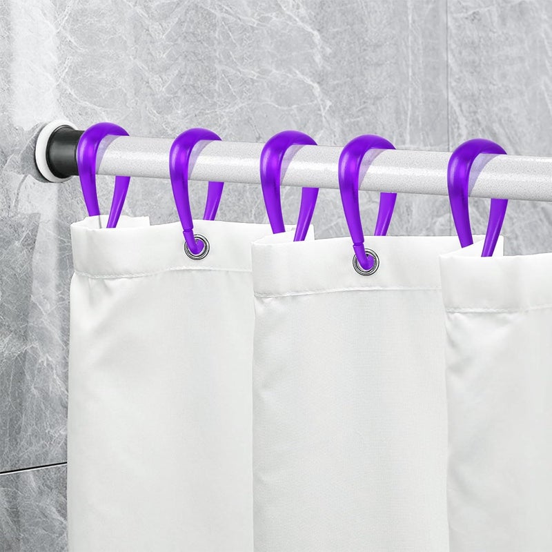 Topspring Purple Plastic Shower Curtain Hooks Rings - 12 Pcs Drop Shaped Shower Hooks for Curtain Bathroom Shower Rod - Image 5