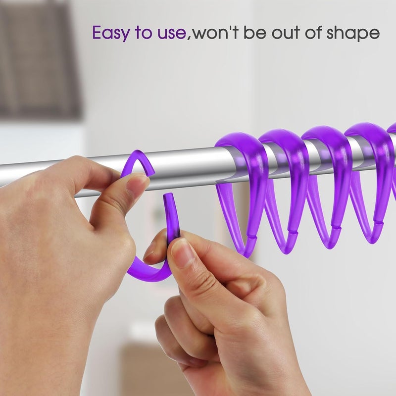 Topspring Purple Plastic Shower Curtain Hooks Rings - 12 Pcs Drop Shaped Shower Hooks for Curtain Bathroom Shower Rod - Image 2
