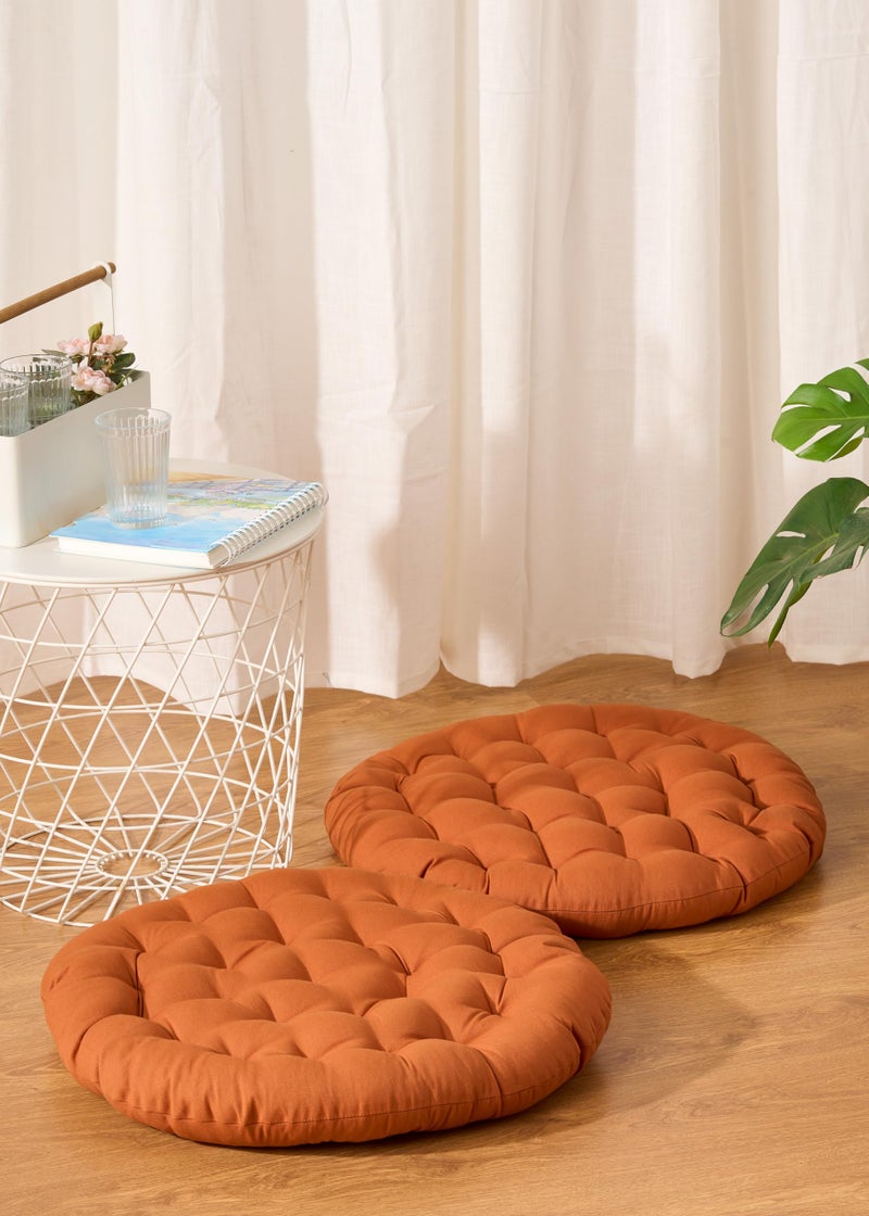 SKANDA FAB Premium Cotton Floor Seating Cushion | Luxurious Comfort & Microfiber Fill 60X60 CM Large Size for Meditation | Floor Cushions | Pooja | Living Room | Pets | Outdoor CinnamonBrown Pack of 2 - Image 1