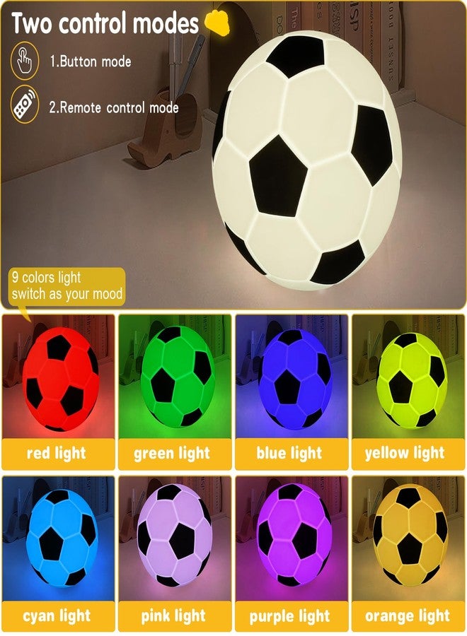 FlyonSea Sport Fans Night Light for Kids, Rechargeable Soccer Ball lamp 9 Colors Dimmable with Remote and Timer, Soccer Gifts for Boys 8-12 Girls Men - Image 2