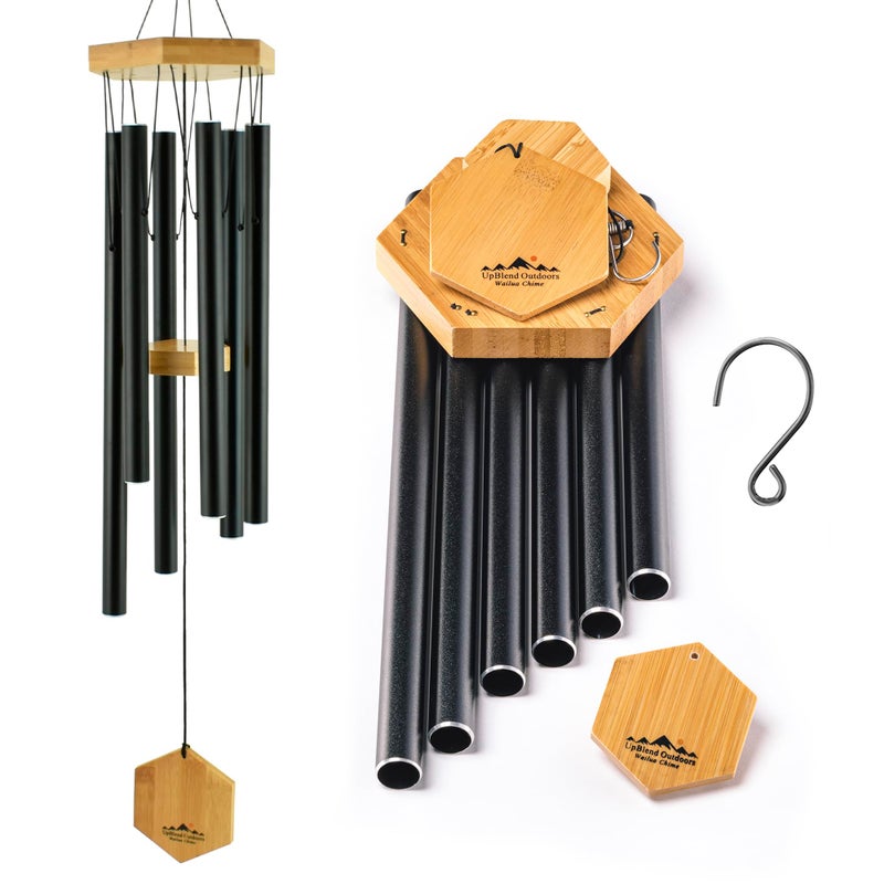 UpBlend Outdoors UpBlend Outdoors Wind Chimes for Outside Gift for Mom Deep Tone Sympathy Gifts for Loss of Loved One Patio Decoration Memorial Windchimes 29 Black