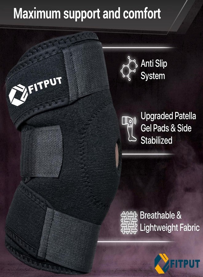 FITPUT واقيات ركبة FITPUT للرجال والنساء | دعم ركبة قابل للتعديل للرياضة، والتمارين الرياضية، والاستخدام اليومي | واقي ركبة ضاغط يسمح بمرور الهواء | مقاس واحد يناسب الجميع | أسود - Image 3