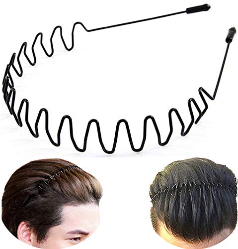 bodbop Metal Hair Band, Black, Unisex Fashion Headbands Sports Hairband Head Band Hair Hoop for Women With Non Slip Wavy Teeth - Image 1