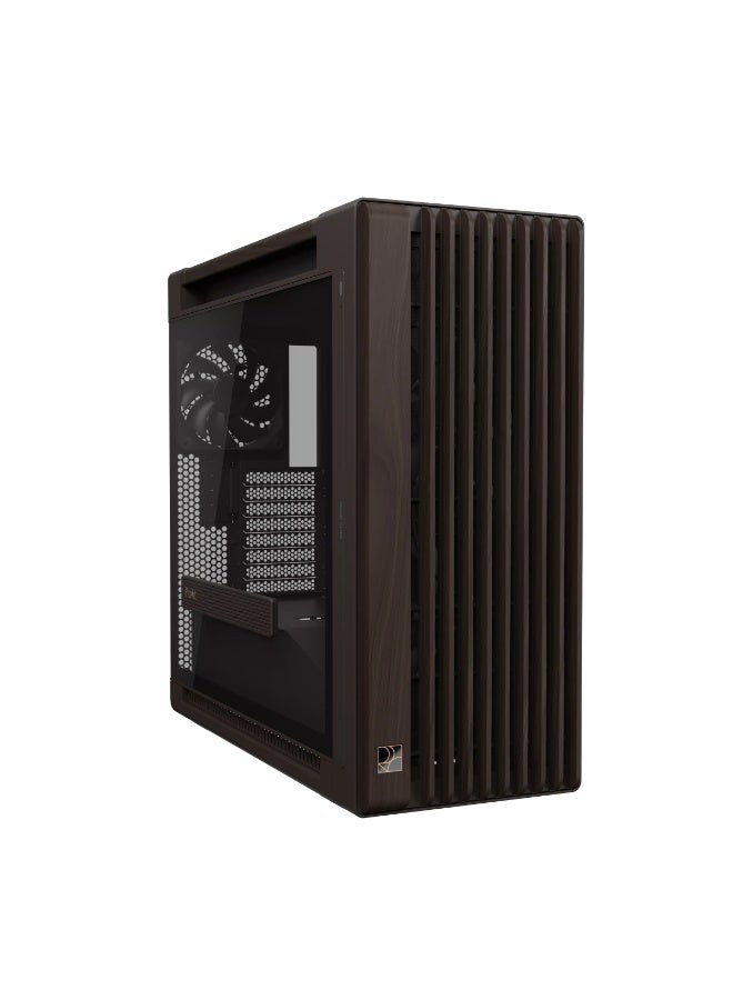 ASUS ProArt PA602 Wood Edition Mid-Tower PC Case, Retro Brown Walnut Front, Tempered Glass Side Panel, ATX/E-ATX/Micro-ATX/ITX, 440mm GPU, 420mm Radiator, Pre-installed Fans, USB-C & USB 3.2, Tool-less HDD/SSD, Retro Brown | 90DC00J8-B09000 - Image 4