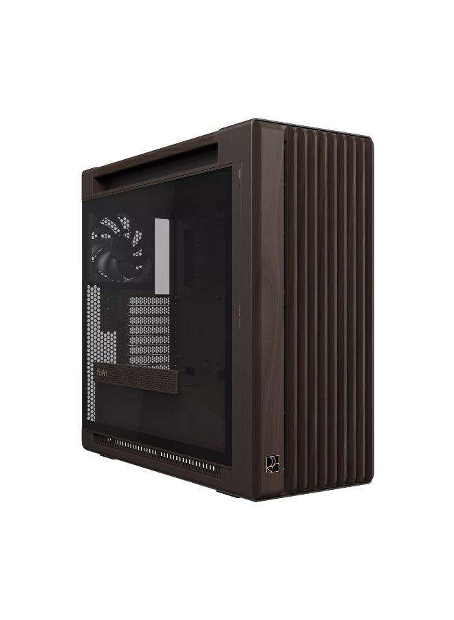 ASUS ProArt PA602 Wood Edition Mid-Tower PC Case, Retro Brown Walnut Front, Tempered Glass Side Panel, ATX/E-ATX/Micro-ATX/ITX, 440mm GPU, 420mm Radiator, Pre-installed Fans, USB-C & USB 3.2, Tool-less HDD/SSD, Retro Brown | 90DC00J8-B09000 - Image 3