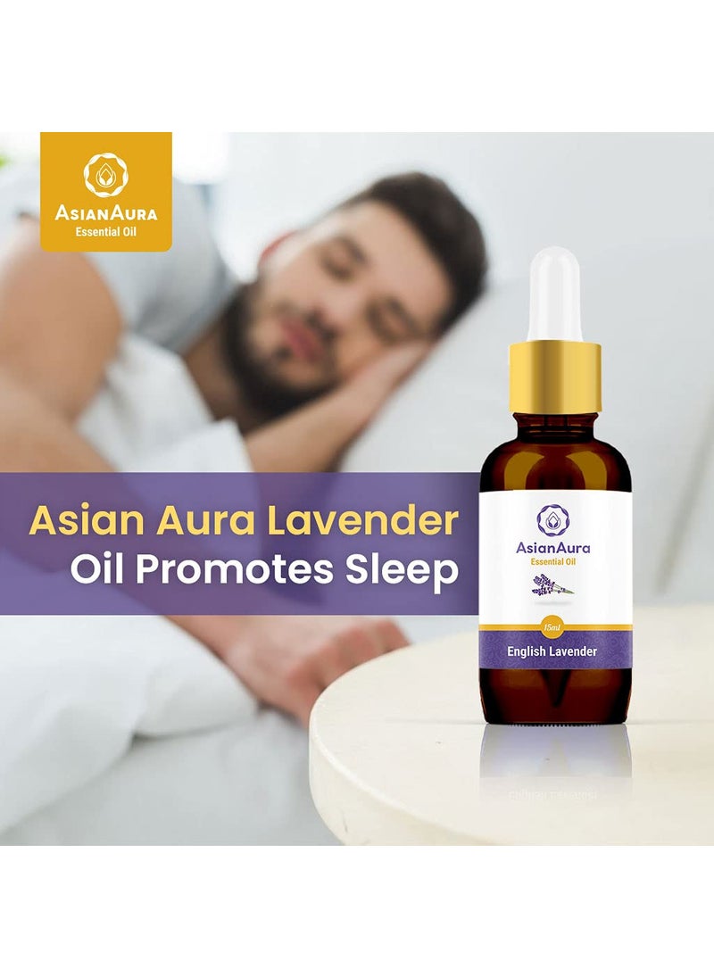 ASIAN AURA Lavender Essential Oil Pure Undiluted Steam Distilled Ideal for Aromatherapy Diffusers Skin Care Hair Care Therapeutic Grade Oil 15ml YogaMeditationSpaHome Fragrance  - Image 4