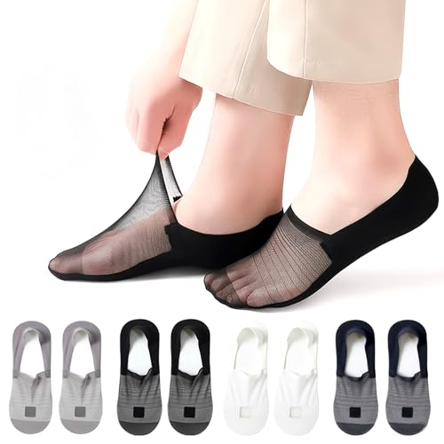 VANITYA Men’s Invisible No Show Socks, Premium Cotton Liner Socks with Anti-Slip Grip, Breathable, Sweat-Resistant, Non-Slip, Odour-Free Cotton Socks, Ideal for Loafers & Sneakers (Pack of 5) - Image 1