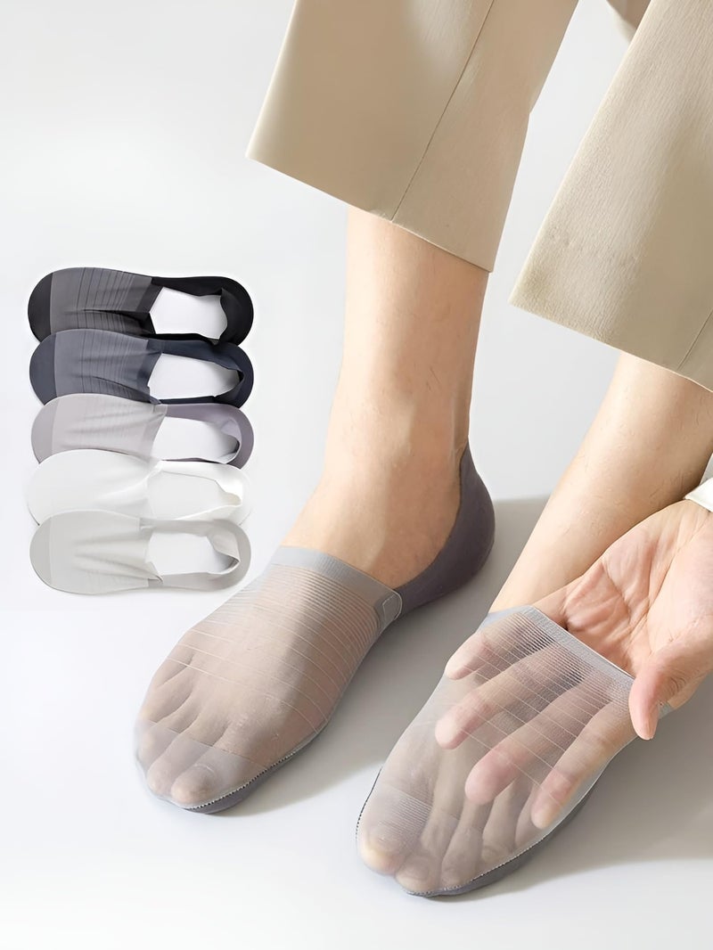 VANITYA Men’s Invisible No Show Socks, Premium Cotton Liner Socks with Anti-Slip Grip, Breathable, Sweat-Resistant, Non-Slip, Odour-Free Cotton Socks, Ideal for Loafers & Sneakers (Pack of 5) - Image 2