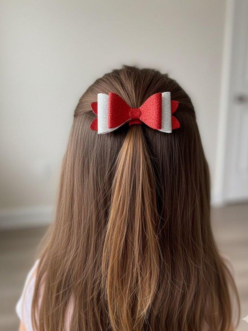 Arendelle Christmas Themed Glitter Hair Bow For Girls [ABW143] - Image 5